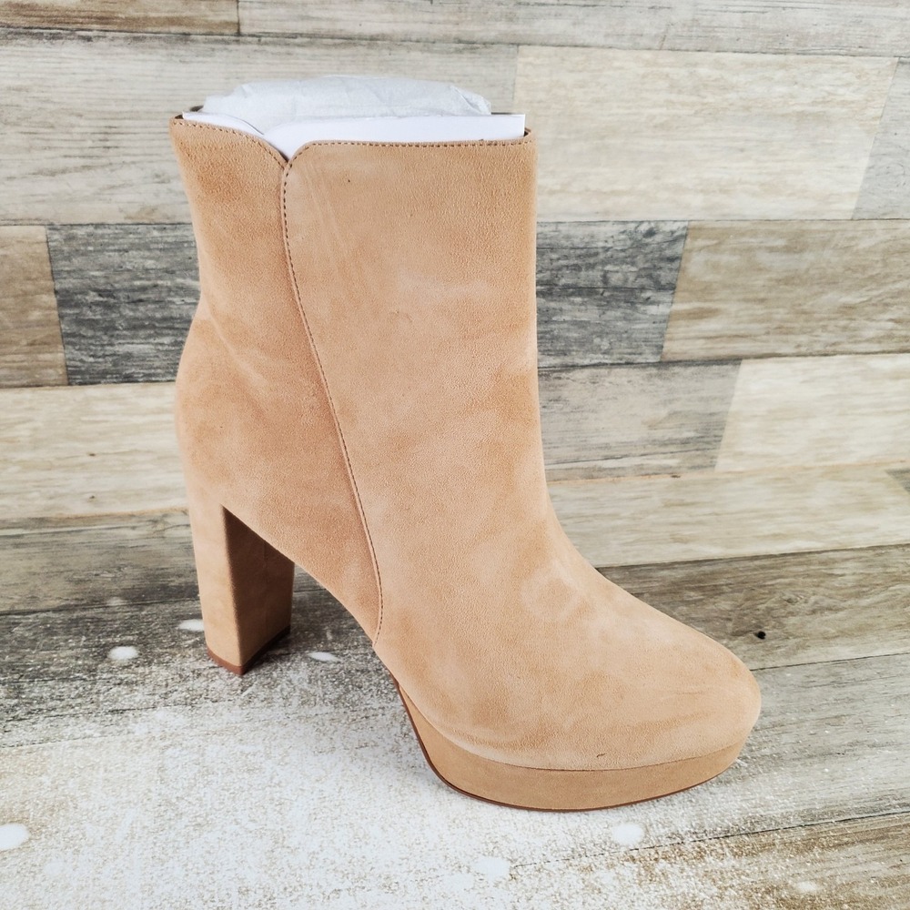 Naturalizer Flavio Womens Ankle Boots Sz 10 M Tan‎ Platform Side Zip Block Heel
